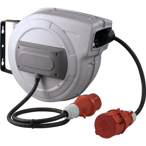 as - Schwabe Avvolgicavo automatico 10 m H07RN-F 5G1.5, spina CEE, orientabile a 180°, 1 m di cavo di alimentazione con attacco CEE, 400V/16A/5 poli, max. 7kW, IP44, 12648 (1/3)