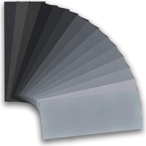 15 Pcs Papier de Verre Carrosserie, 80 à 3000 Fin Papier a Poncer Abrasif à Sec et à l'eau pour Polir Le Métal, Le Mois, Meubles, Pierre, Peinture, 230 x 93 mm (1/5)