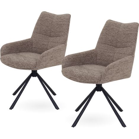 Conjunto de 2 sillas de comedor RAINER giratorias 360, tapizadas en tejido marron, estructura de metal negro - MOG CASA (1/5)