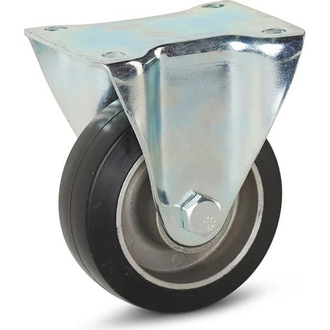 Roue fixe - MESO - Caoutchouc élastique noir - 100mm - 220kg (1/2)