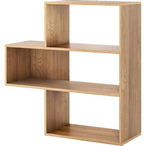 Librería convexa 29,5 x 84 x 83,5 cm 3 prácticos niveles de almacenamiento estilo moderno madera de ingeniería natural 200010658