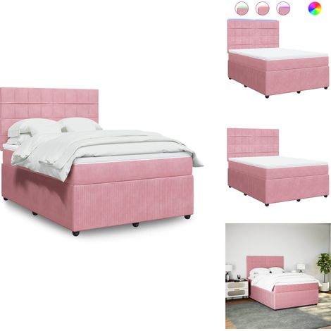 Sommier à lattes de lit avec matelas Rose 140x190 cm Velours - Sommier À Lattes De Lit - Sommiers À Lattes De Lit - Lit - Meuble De Chambre À Coucher (1/5)
