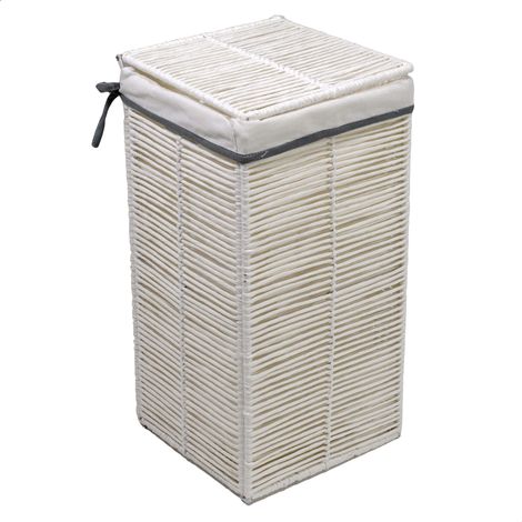 Cesto Portabiancheria paper hilary bianco quadro pieghevole cm 31x31xh60 (1/2)