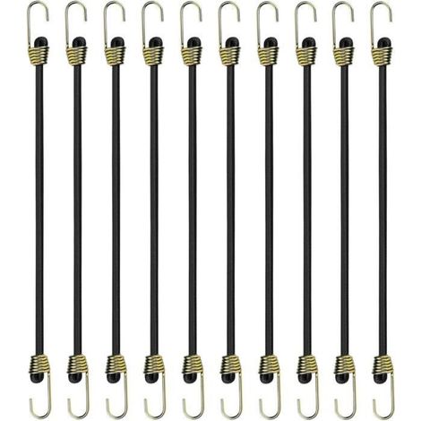 Tendeurs Elastique avec Crochets,10 pcs 24 cm Petite Corde Ajustable avec Attache Mini Sandow Bache en Caoutchouc Cordon de Bagage (1/4)