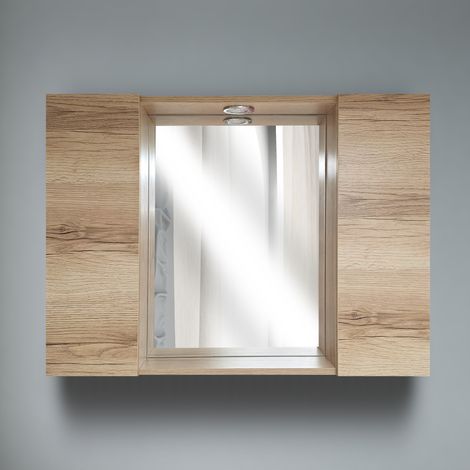 SPECCHIERA 2A CM 80 QUERCIA NATURALE CON FARETTO LED
