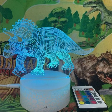 VURAHOME -Veilleuse dinosaure cadeau avec télécommande - 16 couleurs - Lampe de bureau à LED - Lampe de charge USB - Décoration de chambre à coucher pour enfants - Éclairage de Noël (1/5)