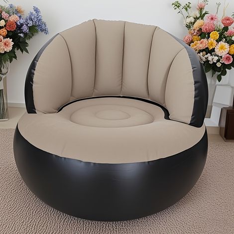 Canapé gonflable simple avec dossier, pliable et portable, en PVC, pour salon, chambre à coucher, balcon, marron (1/5)