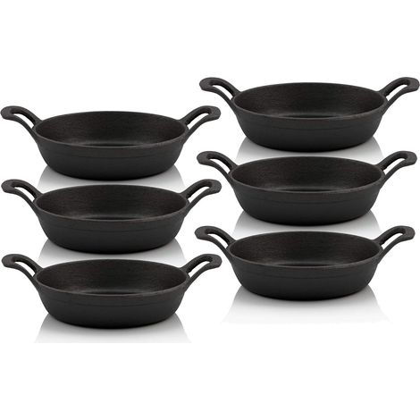 Poêle En Fonte Ronde - 1 Pièce - Noir - Pré-assaisonnée - Cuisson Barbecue Et Four - Diamètre 20 Cm (1/5)