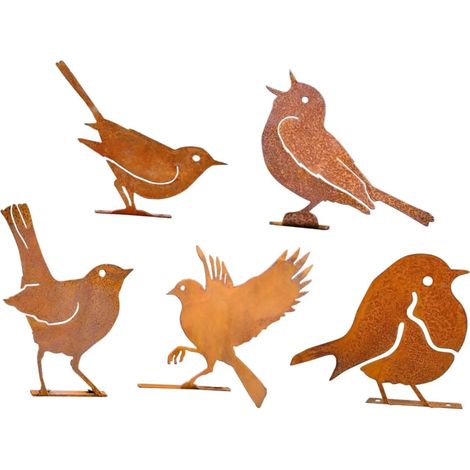 Ornements de jardin avec motif doiseau rouill style B (1/5)