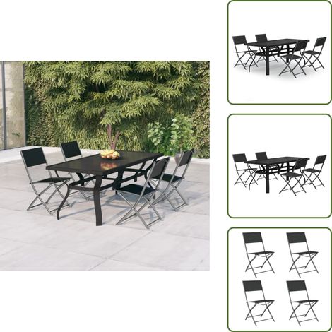Comedor exterior - vidaXL Juego de comedor para jardín 5 piezas con cojines gris y negro - Comedor plegable