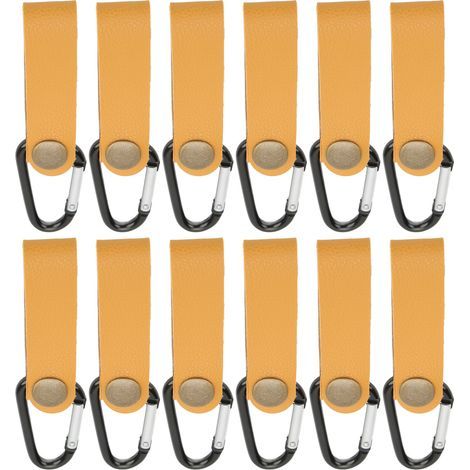 Set mit 12 Wandhaken aus PU-Leder, Tragkraft 5 kg, robust und langlebig, vielseitig einsetzbar, Wandbefestigung für Schlafzimmer oder Küche, Gelb (1/5)