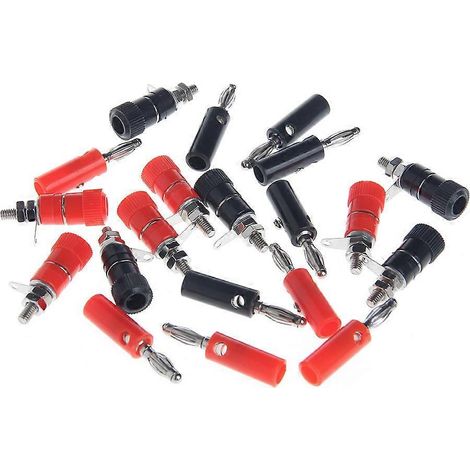 10 Paar schwarze und rote 4-mm-Lautsprecherklemmen mit Bananenstecker und Klinkenstecker (1/5)