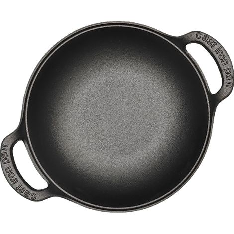 Pentola Yuanbao in ghisa spessa a doppia estremità, pentola per zuppa, piccola padella per uso domestico, padella non rivestita, padella antiaderente, 30 cm