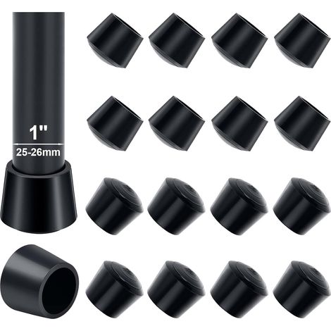 Tapas de goma para patas de silla, 16 unidades, 25-26 mm, diámetro interior de 25 mm, para proteger las patas de la mesa y evitar arañazos en el suelo, color negro.