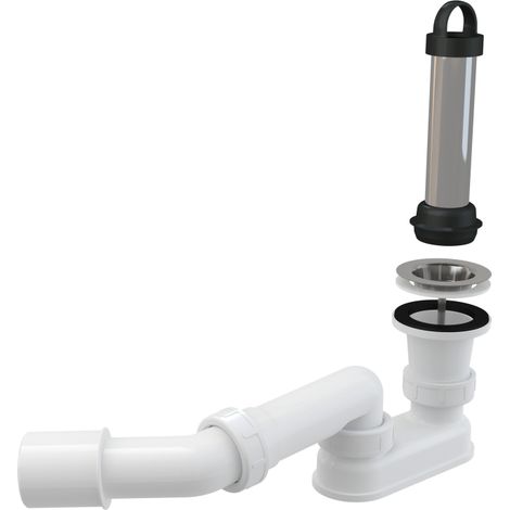 Scarico doccia con sifone e raccordo a gomito, filtro in acciaio inox (1/3)