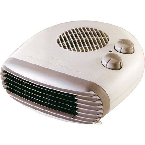 Radiateur soufflant horizontal puissant, chauffage électrique rapide et silencieux pour salon, bureau ou chambre. Design compact et moderne.