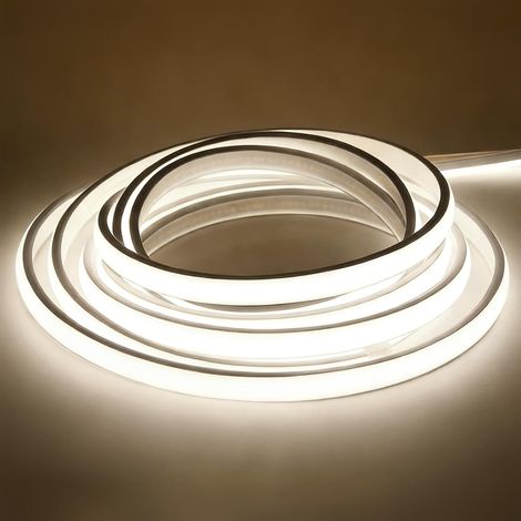 Ruban LED COB 220V, Bandeau LED Cuisine Haute Densité 15W/m, Etanche IP67 Lumière Linéaire Uniforme sans Points, Bande Lumineuse pour Exterieur, Jardin, Corniche, Prise UE (Blanc, 2 m) (1/5)