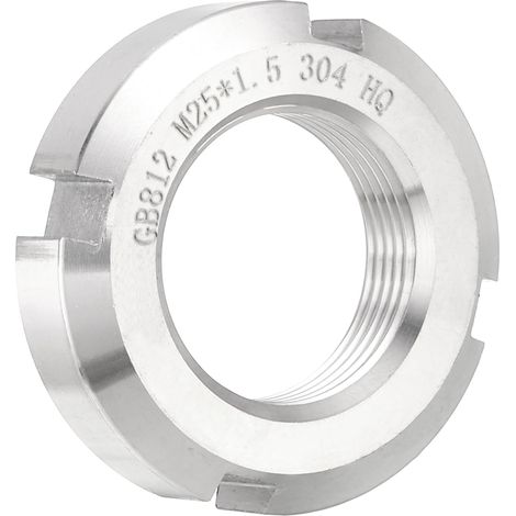 Écrou Rond À Quatre Fentes De Retenue Inox 304 M25x1,5mm Argent (1/5)