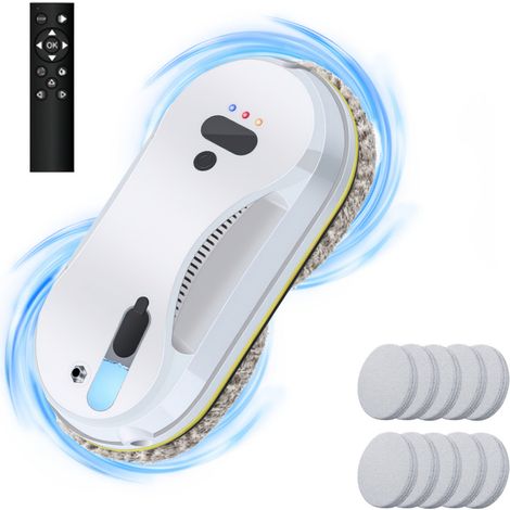Robot Laveur Vitre Electrique 3800Pa - Télécommande - 40ml Réservoir Pulvérisation d'eau - 8 Chiffons - Nettoyage automatique (1/5)