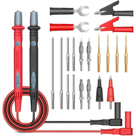22-teiliges Testkabel-Set für Multimeter – mit Krokodilklemmen und Prüfspitzen