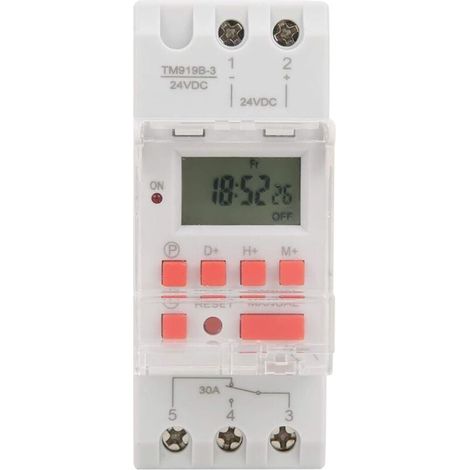 Temporizador semanal de 24 V CC, 30 A, 12/24 horas, con pantalla LCD, encendido y apagado, programable, relé de tiempo (1/5)