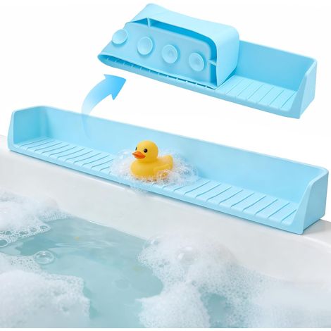 Spritzschutz für die Badewanne – 1 Stück – Weiches Silikon – Saugnapfbefestigung – Für Kinderbad und Spielzeugaufbewahrung – Transparent (1/5)