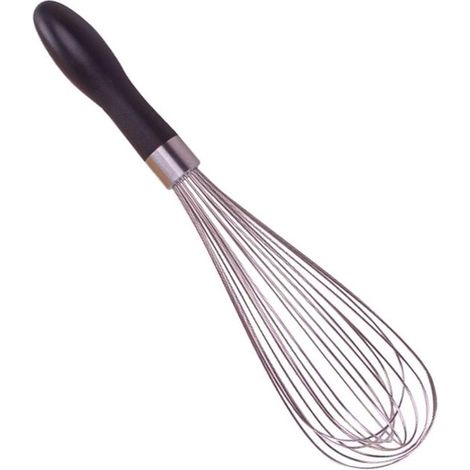 Batidor de varillas de 25 cm (10 pulgadas) con mango negro suave y 10 varillas de acero inoxidable，batidor de mano cómodo para batir huevos (1/5)