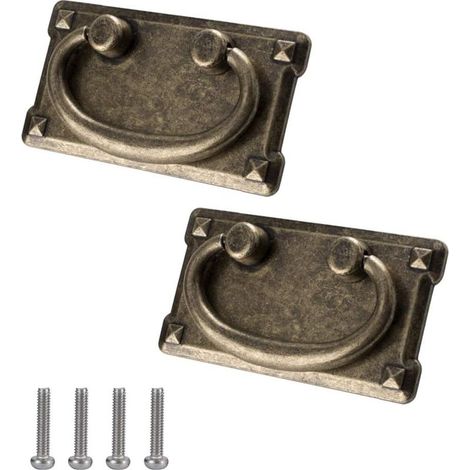 Poignée Tiroir Laiton 2 Pièces Poignee de Meuble Vintage Poignées de Tirage Rétro Poignées de Tirage Antique avec Vis Accessoires (1/5)