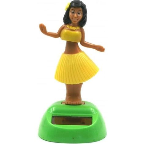 Danseuse Hawaïenne tenue Jaune - Figurine Mobile Solaire