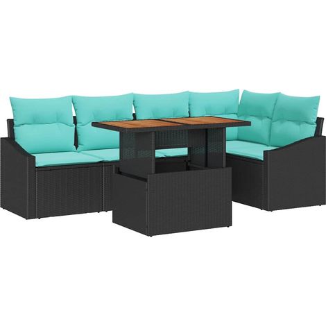 Garden Sofa Set 6 pcs 5-Seater Black and Teal vidaXL (1/5)