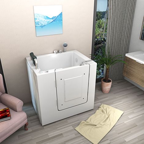 Sitzwanne Whirlpool Badewanne mit Tür S02WP-B 100x78cm (1/5)