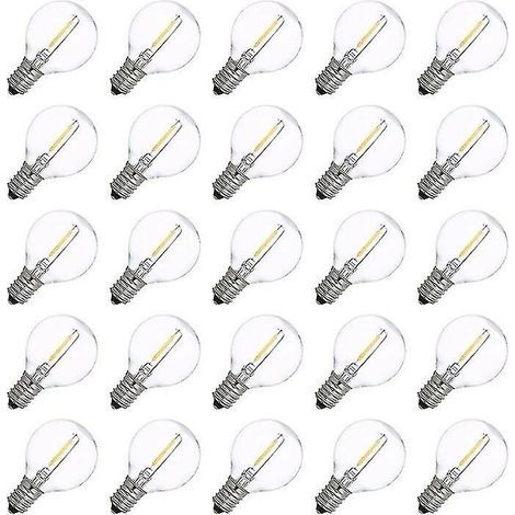 25pcs G40 E12 Led Replacement Bulbs 0.6w 2700k Filament Light (1/4)