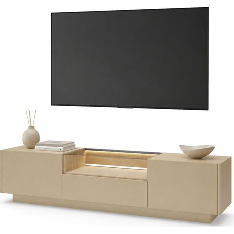 Mobile Porta tv Kakaha, un Cassetto, 2 Ripiani, 2 Ante, 176x40x43h cm Marrone Chiaro