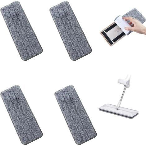 Nettoyage Plats Remplacement, 4 Pcs Tampon de Nettoyage de Tête de Balai de Ménage en Microfibre, Tampons de Nettoyage Humides Lavables, pour Le Bureau à Domicile Bois Franc, Marbre, Tuiles (1/5)