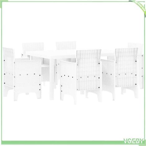 Ensemble de salle à manger jardin - FAFEICY - Rattan Polt - Blanc - Poly rattan - Coussins zippés (1/5)