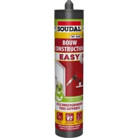 Construction easy - Mastic pour joint de construction - Soudal - Cartouche de 290 ml Blanc