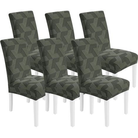 Stretch Stuhlhussen 6er Set, elastisch, militärgrün, waschbar (1/5)
