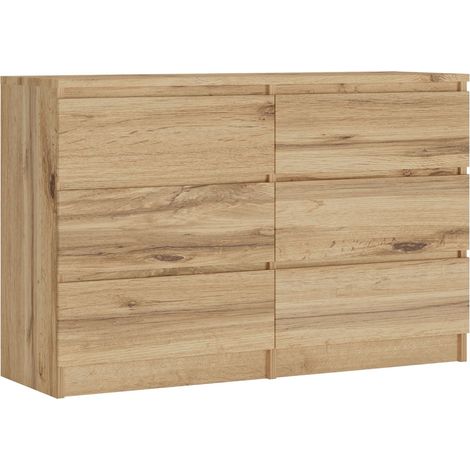 Commode 6 Tiroirs : Chêne Wotan, 120 x 39 x 79 cm (1/5)