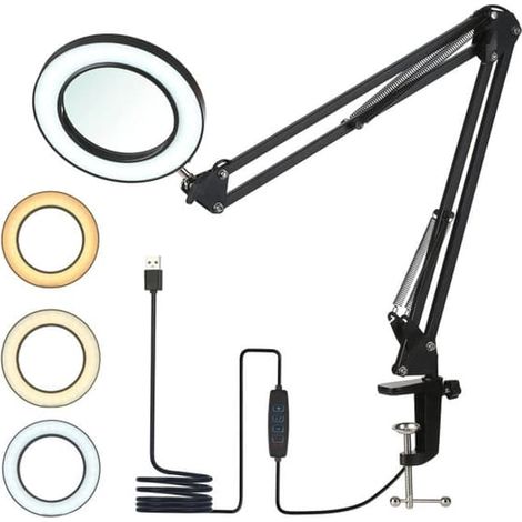 SABIR-Lampe de bureau LED (noir-noir) - Non spécifié - Pince orientable à 360° - 3 températures de couleur - 48 LED - Noir (1/5)