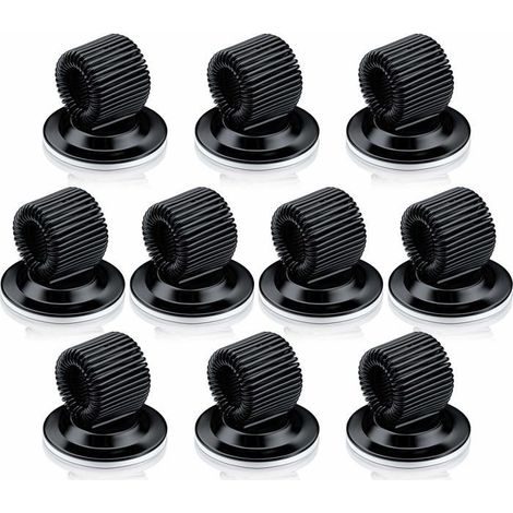 BelleRise - Lot de 10 clips porte-crayon noirs en acier, auto-adhésifs, avec anneau à ressort réglable. (1/5)