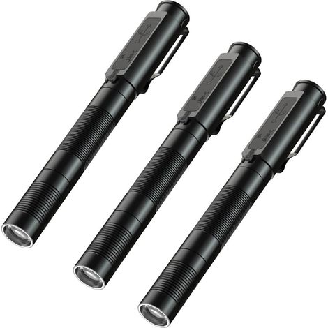 Set mit 3 wasserdichten Mini-LED-Taschenlampen, betrieben mit USB Typ-C, geeignet für Wandern, Camping, Jagen, Angeln und andere Outdoor-Aktivitäten.