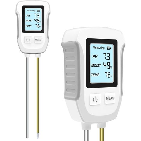 3-in-1 Bodentester – 1 Stück – Robustes Kunststoffgehäuse – Misst pH-Wert, Feuchtigkeit und Temperatur – Garten, Rasen, Gewächshaus – Kompaktes Schwarz (1/5)