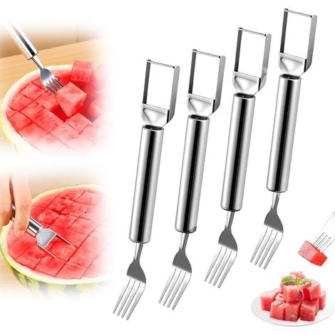 4-delige 2-in-1 Rvs Anguria, Vruchtetrimmer Combinatie, Draagbaar voor Kamperen, Picknicken and Huis (1/5)