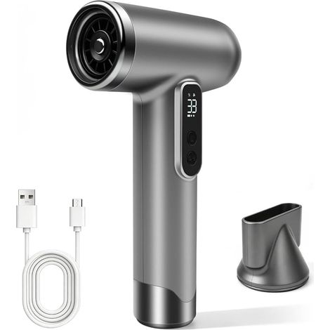 Seche Cheveux Sans Fil Rechargeable, Sèche-Cheveux Sans Fil avec 3 Températures et 3 Vitesses, Rechargeable Sèche Cheveux Sans Fil, Mini Seche Cheveux Sur Batterie pour Camping Voyage (1/5)