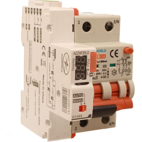 RCBO Interruttore Magnetotermico Differenziale Con Riarmo Automatico, Tipo A - SI Curva C 2P Veri 3M 6000A 300mA, AC 230V IP20 PL8M2, 3 Tentativi (10s/60s/300s), Corrente Disponibili 6A 10A 16A 20A 25