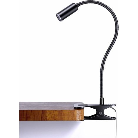 Lámpara de aluminio con pinza, lámpara de lectura LED de cuello de cisne flexible de 360°, lámpara de escritorio con 10 niveles de brillo, lámpara de noche ajustable, para trabajo y viajes [Clase ener (1/4)