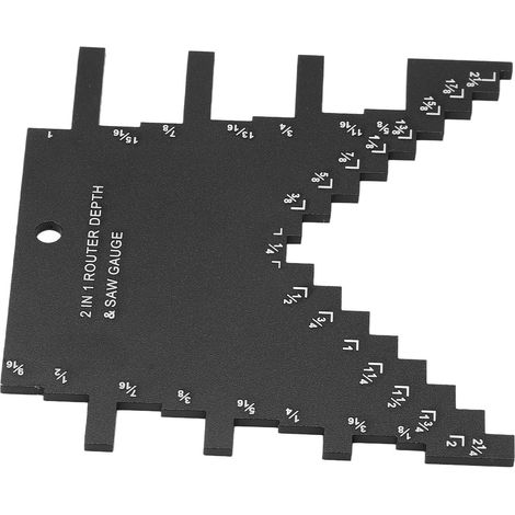 Stufentiefenmesser 2-in-1 aus Aluminiumlegierung mit präziser Lasermarkierung für Oberfräse und Tischkreissäge, Schwarz (1/5)