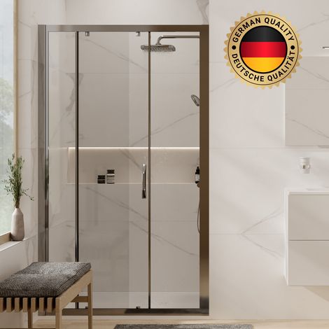 HÜPPE HÜPPE Duschpaket Schiebetür 120cm + Duschsäule mit Grohe Thermostatmischer + Satalek Duschwanne 120x90cm, Weiss