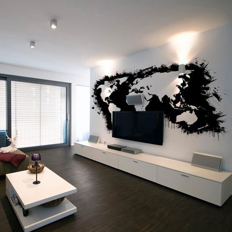 Papier peint continents blancs, océans noirs... - 300 x 230 cm