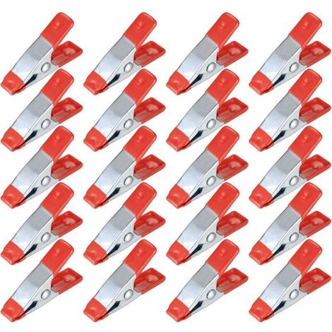 20 Pièces Pinces à Ressort Métal, Modélisme Pince à épiler, Metal Spring Clamps, Pinces à Linge Grip Holder pour Bâche, Camping, Tarpaulin, Travail Bois, Outil de Modélisation - 2 Pouces (1/4)